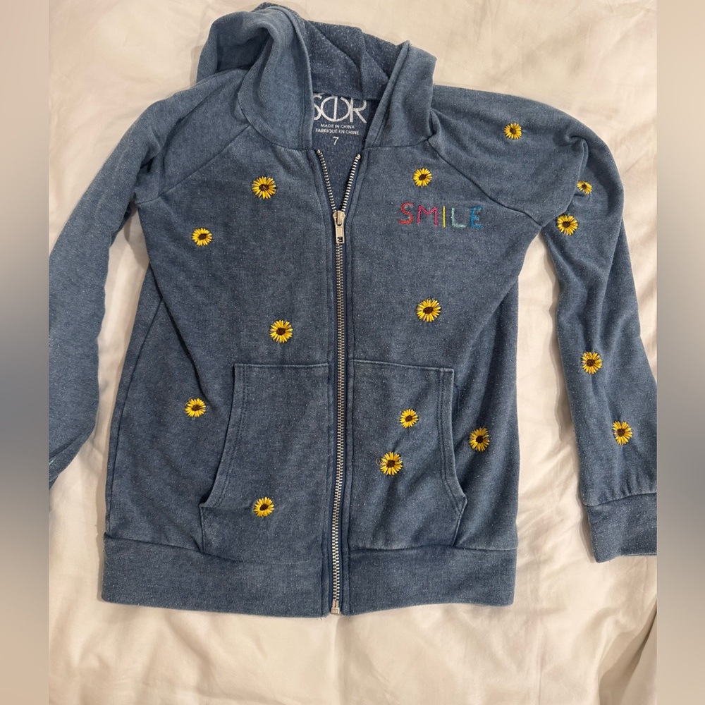Chaser girls Blue Hoodie with Sunflower Embroidery